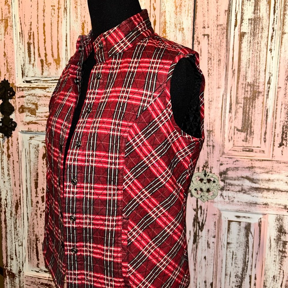 Christopher & Banks Red and Black Checkered Vest - Picture 4 of 7